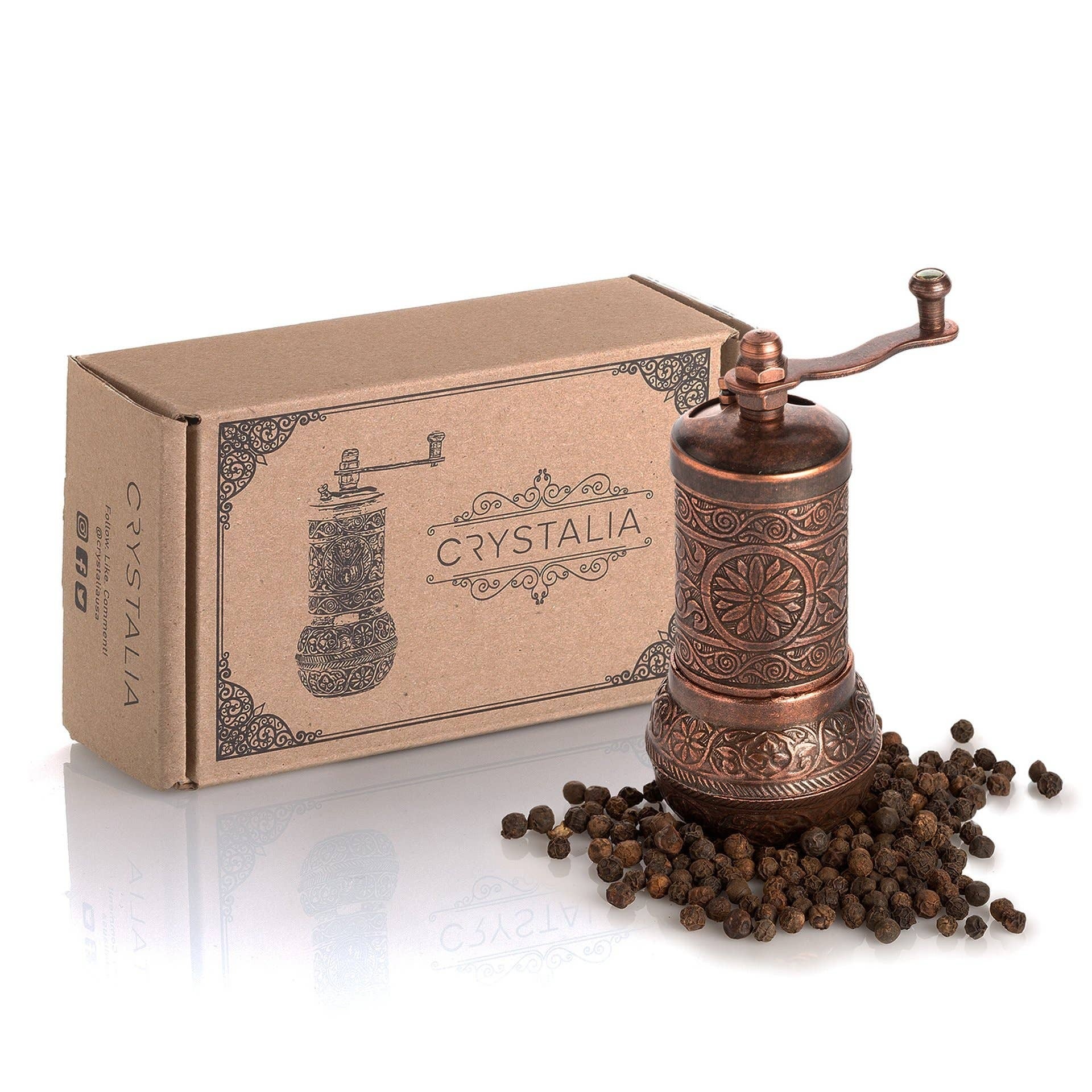 Crystalia - Black Pepper and Spice Grinder, Manual Pepper Mill